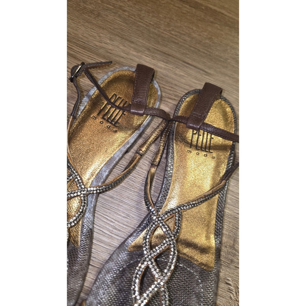 PELLE Moda 9M Jeweled Beaded Sandals Flats Strappy Sling-backs leather shoes - Picture 5 of 8